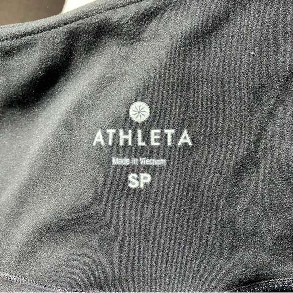 Athleta Black Capri Leggings with Polka Dot Mesh Accent on Calf size Small - Picture 8 of 8